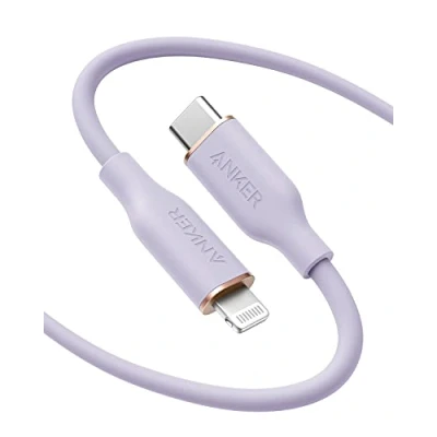Image of Anker PowerLine III Flow, USB C to Lightning Cable for iPhone 13 Pro 12 11 X XS XR 8 Plus [MFi Certified, 6ft, Lilac Purple] Supports Power Delivery, Silicone (Charger Not Included)