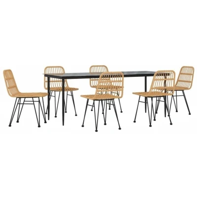 Image of Vidaxl 7 Piece Garden Dining Set Poly Rattan
