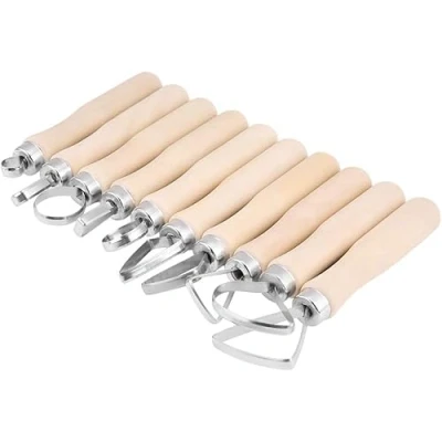 Image of 10Pcs Clay Sculpting Tools, Wooden Handle Wax Pottery Carving Set, Polymer Tools for Pottery, Ceramic Sculpture,Carving, Scraper Craft Modelling