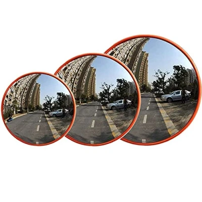 Image of 180 Wide Angle View Curved Convex Road Mirror Traffic Round Blind Spot for Driveway Supermarket Garage Safety or Store and Office Security to Eliminate Spots Corners (45CM)
