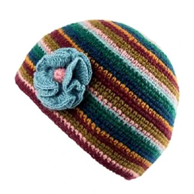 Image of Kusan 100% Wool Crochet Beanie Hat with Detachable Flower (Plum/Pink PK1320)