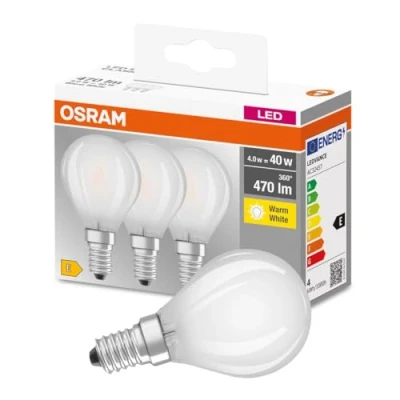 Image of OSRAM LED base Classic P / lamp in drop shape with E14 not dimmable replacement for 40 Watt Matt warm white 2700 Kelvin pack of 3
