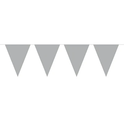 Image of Bunting mini Silver 3m, 3 metres 12 Triangle flags measuring 15x11cms