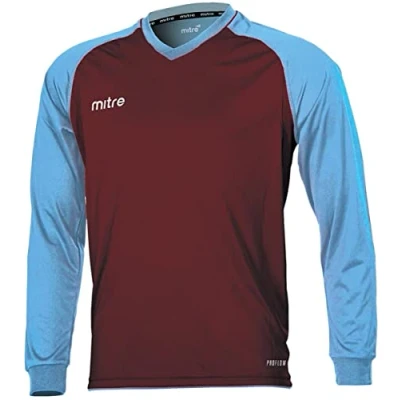 Image of Mitre Men Cabrio Football Match Day Shirt Maroon/Sky, Small