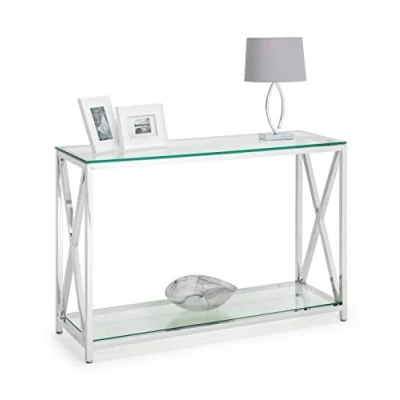 Image of Julian Bowen Miami Console Table Glass &amp; Silver Tables