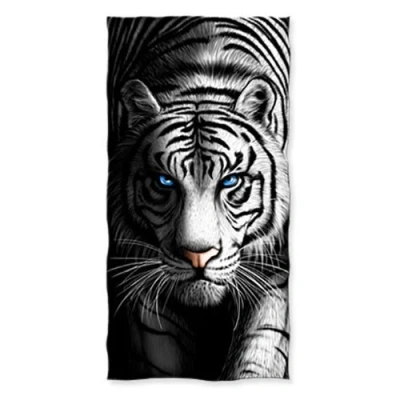 Image of YISUMEI Shower/Beach Towel White Tiger 70 cm x 140