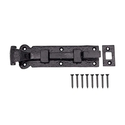 Image of Black Antique Bolt for Doors Gates Sheds Bathrooms Scroll Work Tudor Design Necked 6&quot;