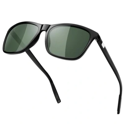 Image of KANASTAL Green Sunglasses Mens Womens Polarised Dark Retro Classic Military Vintage Fishing Driving Outdoor UV400 Protection Black Frame Lens