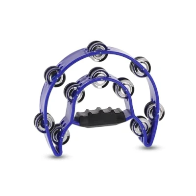 Image of GEWA jingle wreath half moon 20 pairs of chrome plated jingles double row color blue
