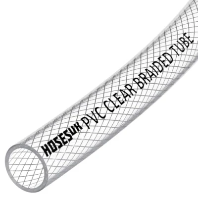 Image of 13mm (1/2&quot;) ID PVC Clear Reinforced Braided Air, Water, Oil, Gas, Food Flexible Plastic Hose Tube 12 Metres