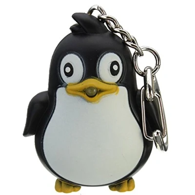 Image of dragonaur Cute Penguin LED Light with Sound Key Chain Ring Torch Xmas Gift size Small (Black)