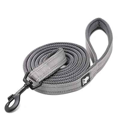 Image of WINHYEPET True Love Dog Leash Nylon Reflective Comfortable Handle Lead Puppy Training Walking Rope Easy Control Suitable Small Medium Large Breeds 110cm Length TLL2111(Gray,L)