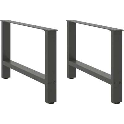 Image of vidaXL Coffee Table Legs Adjustable Steel Anthracite 70cm x 42 43cm Square Design for Living/Dining Room