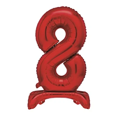 Image of Unique 13428 Giant Standing Foil Number 8 Balloon 76 cm Red