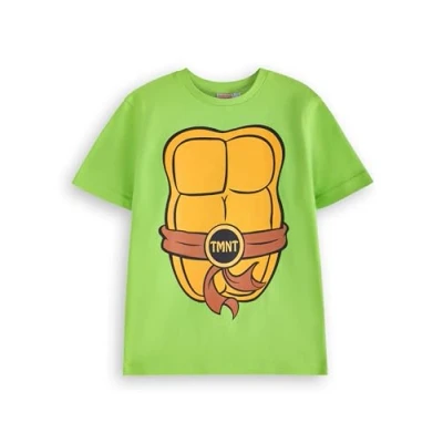 Image of TEENAGE MUTANT NINJA Turtles Boys Green Graphic Tee TMNT Short Sleeve T Shirt for Kids Raphael, Mikey, Leo &amp; Donatello Retro Cosplay Apparel Children Movie Merchandise Gift