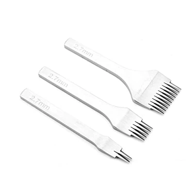 Image of Hilitand Hole Punch Set, White Steel 2.7mm/3.0mm/3.38mm/3.85mm 2/5/10 Prong Tool for Leather Crafts