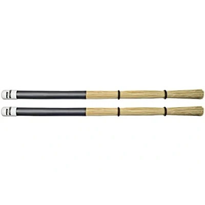 Image of ProMark Broomsticks Hybrid of Drum Brushes and Rods Adjustable O rings for Control Bristle Spread Handmade from Real Broomcorn Medium 1 Pair