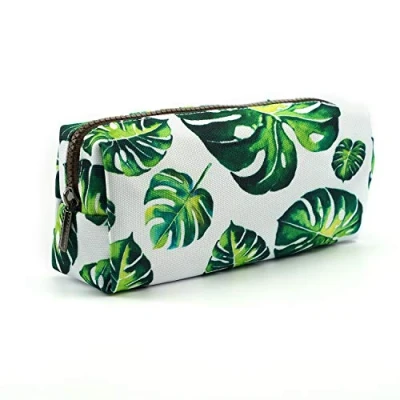 Image of LParkin Tree Leaves Large Capacity Canvas Pencil Case Pen Bag Pouch Stationary Makeup Cosmetic Gadget Box