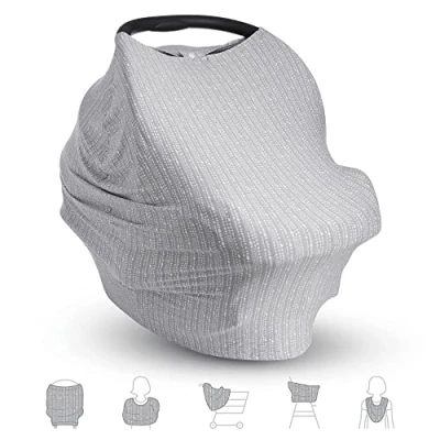 Image of Munchkin Brica XtraGuard Antimicrobial Germ Free 5 in 1 Multi Use Nursing Cover, Car Seat High Chair Shopping Trolley Infinity Scarf, Grey