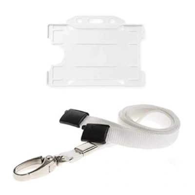 Image of ALG ID Cards® White Card Badge Holder Lanyard Neck Strap with Metal Clip &amp; Safety Breakaway Release for Pass