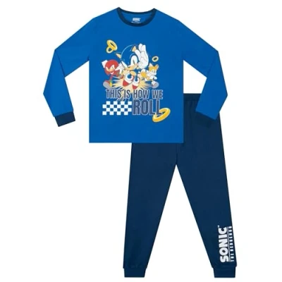 Image of Sonic THE HEDGEHOG Pyjamas Pjs For Boys Knuckles, Tails And Blue 9 10 Years