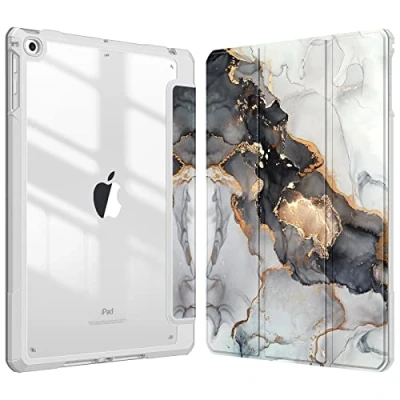 Image of FINTIE Hybrid Case Compatible with iPad 6th Generation (2018) / 5th (2017) Air 2 1 9.7 inch Shockproof Hard Shell Clear Cover w/Pencil Holder, Cloudy Marble