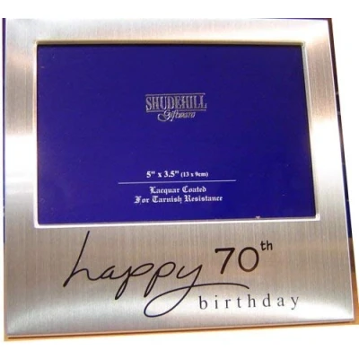 Image of 5&quot; x 3&quot; Happy 70th Birthday Photo Frame Occasion Gift Present 72270, silver