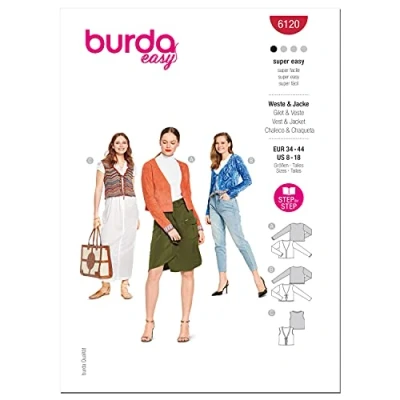 Image of Burda Sewing Pattern 6120 Misses Jacket and Vest 34 44