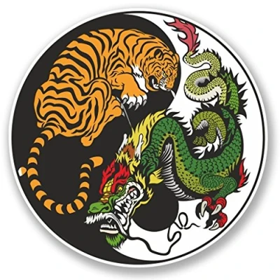 Image of 2 x 15cm/150mm Yin Yang Tiger Dragon Vinyl Sticker Decal Laptop Travel Luggage Car Bike Sign Fun #4741