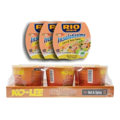 Image of KO LEE Go Cup Noodles Hot &amp; Spicy (6 Pack) with Rio Mare Corn Tuna Salad (3