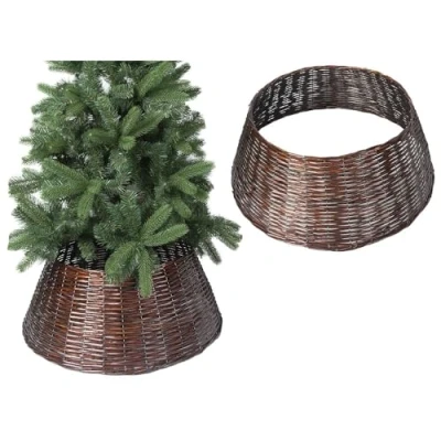 Image of Elegant Brown Christmas Willow Tree Skirt 57cm x 28cm (1 Pc.) Luxurious Festive Holiday Decor Perfect Finish for Your