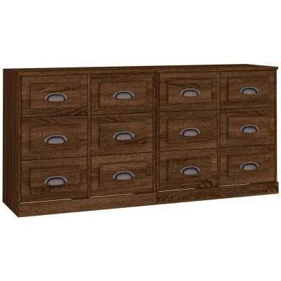 Image of vidaXL Sideboards 2 pcs Brown Oak Engineered Wood