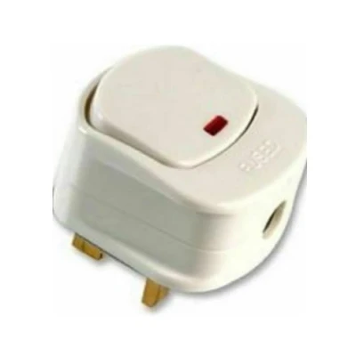 Image of Mr. Gadget&#039;s Solutions Mains Plug Top with on/off 13A Amp Fused switched neon light White
