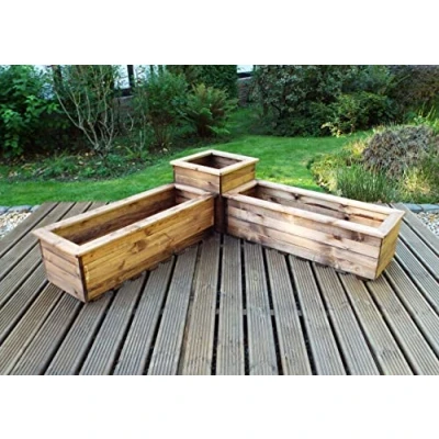 Image of Charles Taylor 3 Piece Wooden veg trough planter set.