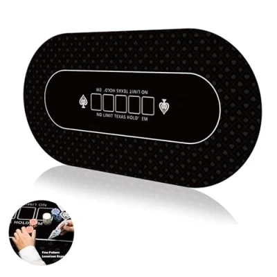 Image of Poker Mat 180x90cm, 10 Players Texas Hold&#039;em Rubber Topper for Tables, Folding Portable Table Top Layout w/Carrying Bag Games, Blackjack