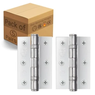 Image of EAI Chrome Door Hinges 3 Inch / 76mm Polished Internal Fire 5 Pairs