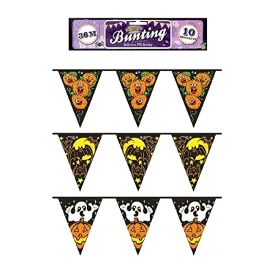 Image of 1Above Halloween Triangular Party Bunting 3.6m in 3 Assorted Designs Spooky Decorations Celebration with 10 Pennants Scary Garland Decoration (1)