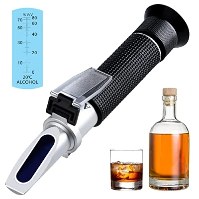 Image of High Precision Alcohol Refractometer 0 80% v/v, XRCLIF Hand held Content Measurement Tool, Portable Meter for Bourbon Vodka Gin Tequila Mezcal Whisky Scotch etc