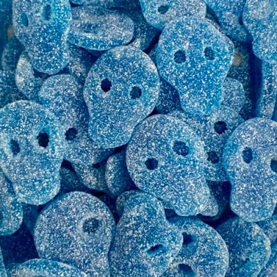 Image of Vegan Blue Sour Skulls 700g Re Sealable Pouch by The Gourmet Sweet Company