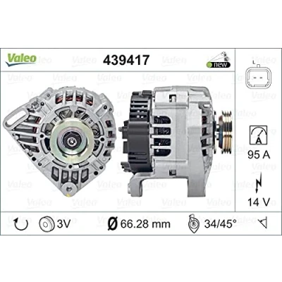 Image of 2310000Q1H, 2310000QAT Generator VALEO 439417 14V 95A L 40 66mm NEW ORIGINAL PART DACIA: SANDERO 2, LOGAN MCV RENAULT: CLIO 2
