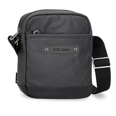 Image of Pepe Jeans Hatfield Shoulder Bag Medium Black 17 x 22 6 cm Polyester, Black/White, One Size, Crossbody