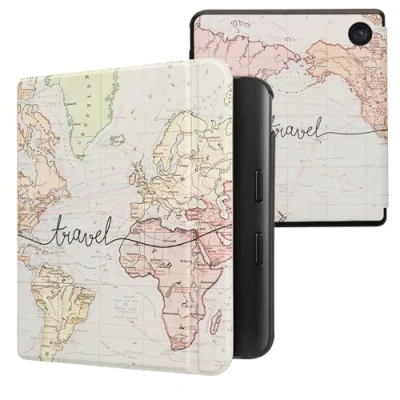 Image of kwmobile Case Compatible with Kobo Libra Colour eReader Cover Travel Black/Multicolor