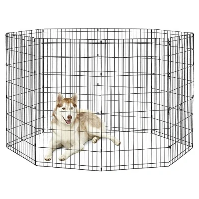 Image of New World Dog Exercise Pen and Playpen without a Door; 60.96 cm by 121.92 cm; Black E Coated; B550 48