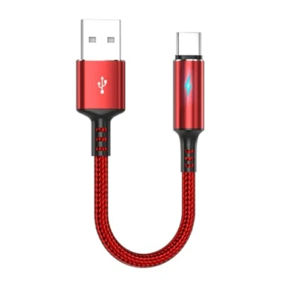 Image of TIANQUXNGI Compact USB C to A Charging&amp;Data Cable 2.4A Cord Wire 25cm Short Cord,Nylon and Aluminum Alloy