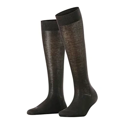 Image of 1 Pair Black Sensitive London Left and Right Comfort Cuff Cotton Knee High Socks Ladies 5.5 8 Falke