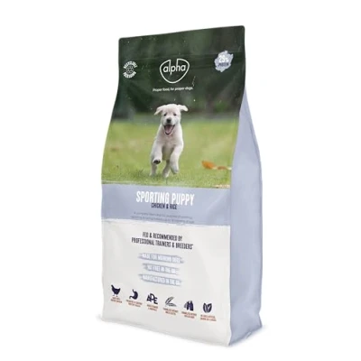Image of Alpha Sporting Puppy Complete Dry Dog Food Chicken and Rice, 15 kg