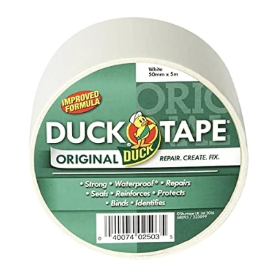 Image of Duck Tape Original White 50mm x 5m, Improved Formula High Strength Waterproof Gaffer and Duct Adhesive Cloth Repair Tape,