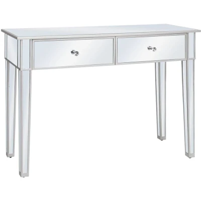 Image of vidaXL Mirrored Console Table MDF and Glass, Elegant Side with Storage Drawers, 106.5x38x76.5 cm in Silver for Living Room Hallway