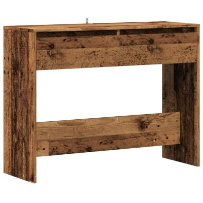 Image of vidaXL Old Wood Engineered Console Table/Accent Side Table with Drawers 100x35x76.5 cm, Brown
