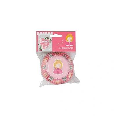Image of Baked with Love Princess Baking Cases, 50mm Foil Lined Cups, Greaseproof Cupcake Cases for Birthday, Celebration, Party, Pack of 25, Pink